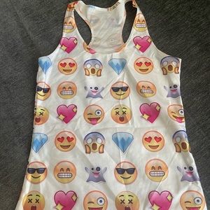 A white emoji shirt
